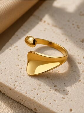 Gold Open Statement Ring | 304 Stainless Steel | PVD 18K Gold Plated Adjustable